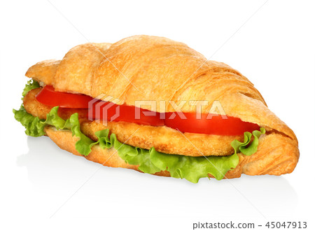 Big croissant with vegetables and chicken meat Big croissant with vegetables and chicken meat 45047913