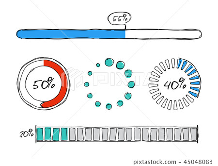 Set of progress bars in pencil drawn design 45048083