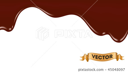 Melted chocolate dripping on white background 45048097