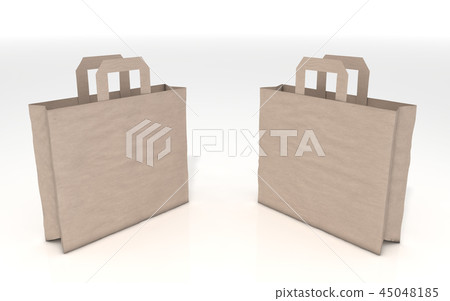 Paper bag made of brown carton in two perspectives Paper bag made of brown carton in two perspectives 45048185