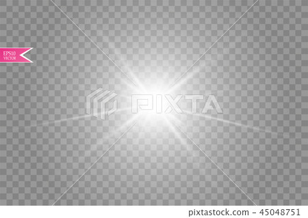 Lens flare effect isolated on transparent background. Golden glow flashlight illustration. Vector 45048751