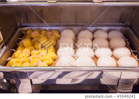 Dim sum, cream buns and steamed pork dumpling 45049241