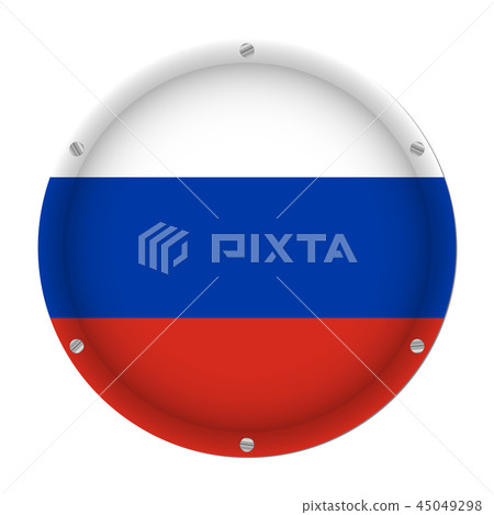 round metallic flag of Russia with screws 45049298
