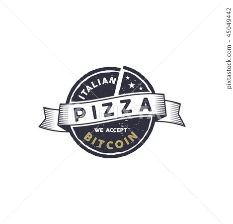 Italian Pizza For Bitcoin Emblem We Accept Btc Stock Illustration 45049442 Pixta