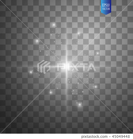 Glow isolated white transparent light effect set, lens flare, explosion, glitter, line, sun flash 45049448