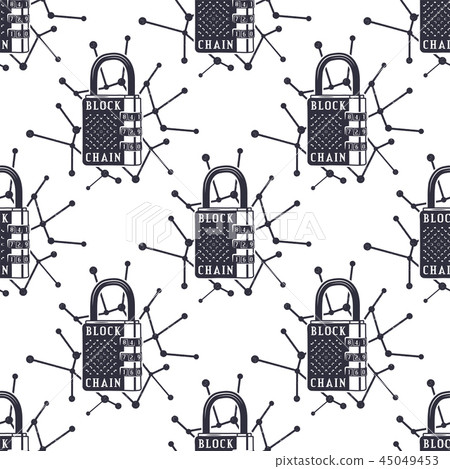 Blockchain security seamless pattern, bitcoin... - Stock Illustration ...
