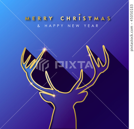 Christmas and new year gold deer greeting card - Stock Illustration ...