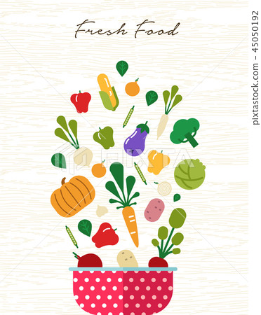 插圖素材: fresh food concept with organic vegetable icons