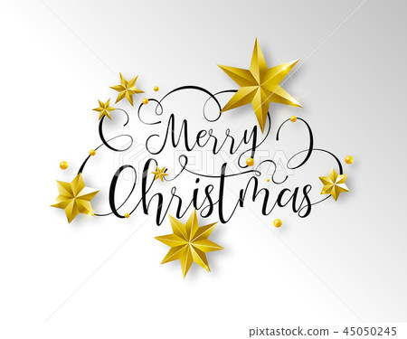Christmas calligraphy text quote with gold stars 45050245