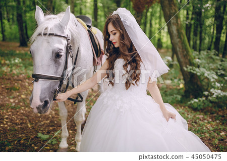 bride with horse bride with horse 45050475