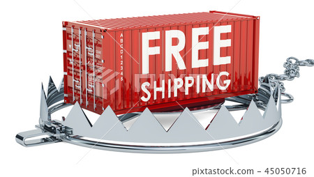 Trap with free shipping container, 3D rendering Trap with free shipping container, 3D rendering 45050716