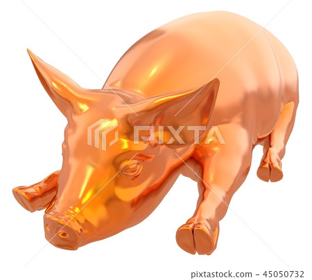 Yellow golden pig isolated on white background 3d illustration Yellow golden pig isolated on white background 3d illustration 45050732