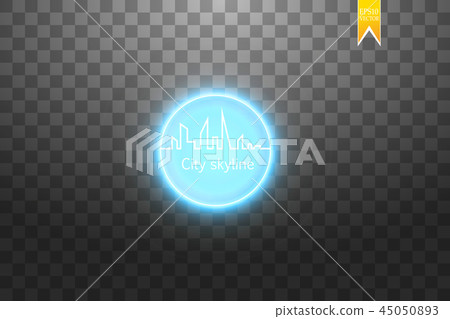Continuous line drawing of big city skyline with neon vector effect 45050893