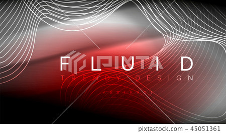 Neon glowing fluid wave lines, magic energy space light concept, abstract background wallpaper 45051361