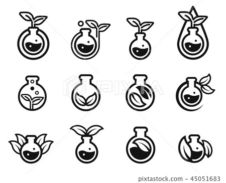 Eco chemical symbol. Green care from technology. 45051683