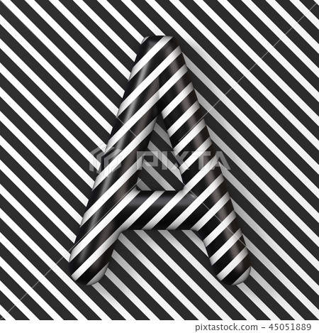 Black and white stripes Letter A 3D 45051889