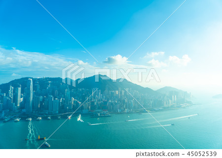 Beautiful architecture building exterior cityscape of hong kong city skyline 45052539