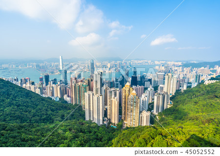 Beautiful architecture building exterior cityscape of hong kong city skyline 45052552