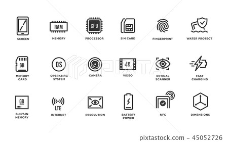 Mobile Device Components Vector Icon Set 45052726