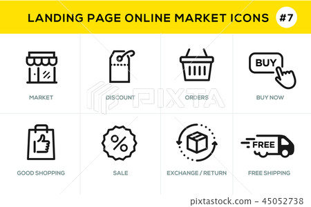 Flat line design concept icons online shopping - Stock Illustration ...