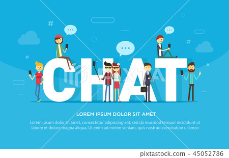 Chat concept illustration people using gadgets Chat concept illustration people using gadgets 45052786