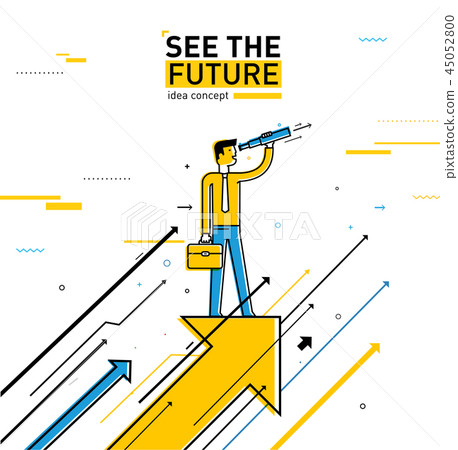 Businessman with telescope looking to the future. Businessman with telescope looking to the future. 45052800