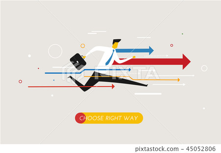 Businessman runs forward to success. 45052806