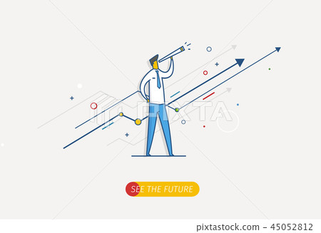 Businessman with telescope looking to the future. 45052812