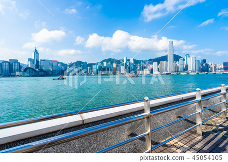 Beautiful architecture building exterior cityscape of hong kong city skyline Beautiful architecture building exterior cityscape of hong kong city skyline 45054105