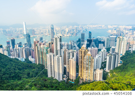 Beautiful architecture building exterior cityscape of hong kong city skyline Beautiful architecture building exterior cityscape of hong kong city skyline 45054108