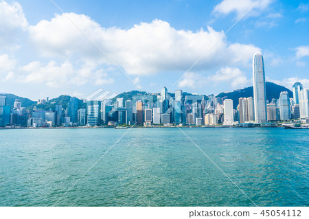 Beautiful architecture building exterior cityscape of hong kong city skyline Beautiful architecture building exterior cityscape of hong kong city skyline 45054112