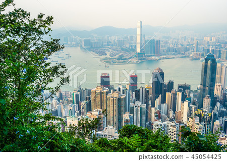Beautiful architecture building exterior cityscape of hong kong city skyline 45054425