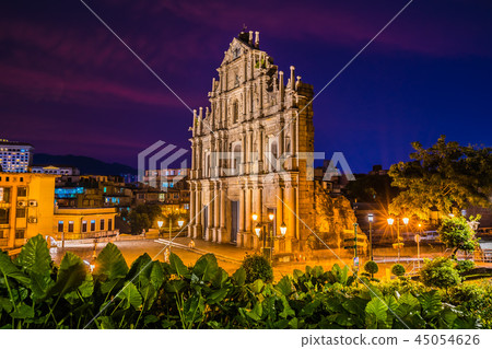 Beautiful old architecture building with ruin of st pual church Beautiful old architecture building with ruin of st pual church 45054626