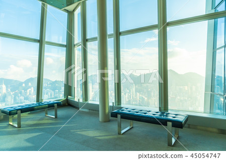 Sky100 observation deck with beautiful hong kong city skyline 45054747