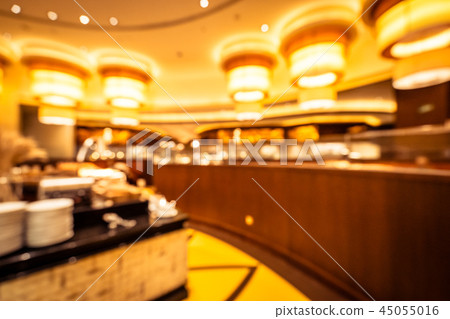 Abstract blur and defocused breakfast buffet in hotel restaurant and coffee shop cafe interior Abstract blur and defocused breakfast buffet in hotel restaurant and coffee shop cafe interior 45055016