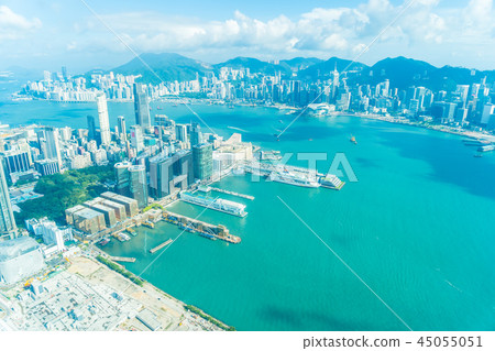 Beautiful architecture building exterior cityscape of hong kong city skyline Beautiful architecture building exterior cityscape of hong kong city skyline 45055051