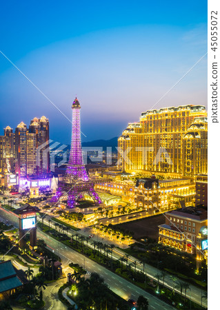 China, Macau - September 10 2018 - Beautiful eiffel tower landmark of parisian hotel and resort in macau city 45055072