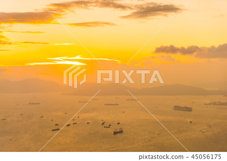 Beautiful colorful sunset in hong kong city skyline 45056175