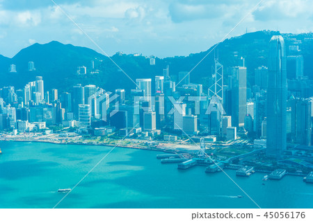 Beautiful architecture building exterior cityscape of hong kong city skyline 45056176