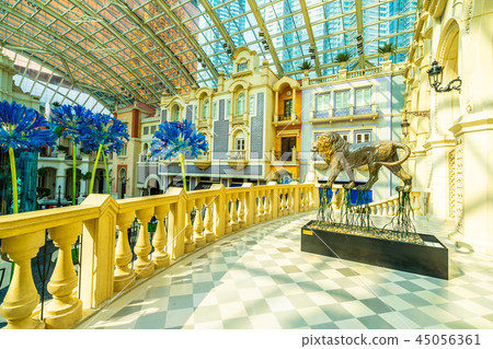 China, Macau - September 9 2018 - Beautiful luxury interior of mgm hotel resort and casino in macau city 45056361