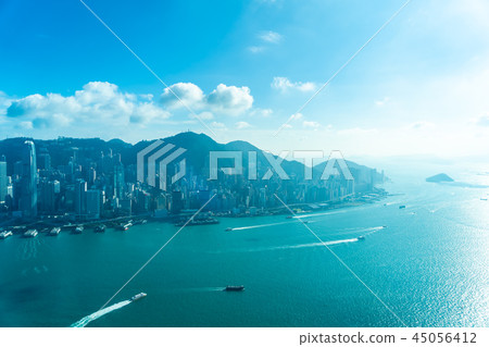 Beautiful architecture building exterior cityscape of hong kong city skyline Beautiful architecture building exterior cityscape of hong kong city skyline 45056412