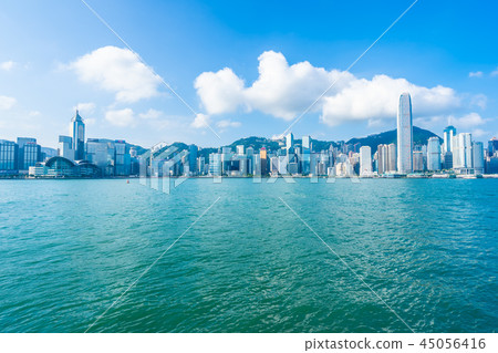 Beautiful architecture building exterior cityscape of hong kong city skyline Beautiful architecture building exterior cityscape of hong kong city skyline 45056416