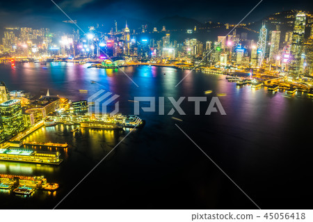 Beautiful architecture building exterior cityscape of hong kong city skyline Beautiful architecture building exterior cityscape of hong kong city skyline 45056418
