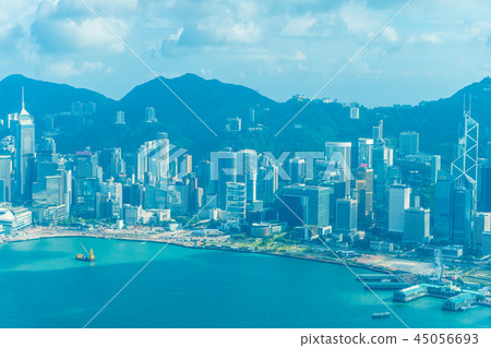 Beautiful architecture building exterior cityscape of hong kong city skyline Beautiful architecture building exterior cityscape of hong kong city skyline 45056693