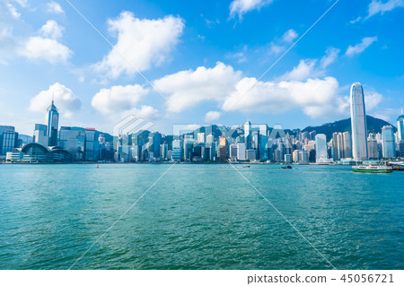 Beautiful architecture building exterior cityscape of hong kong city skyline 45056721