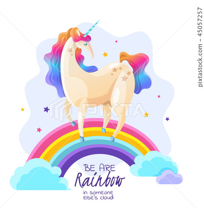 Unicorn On Rainbow Magic Illustration 45057257