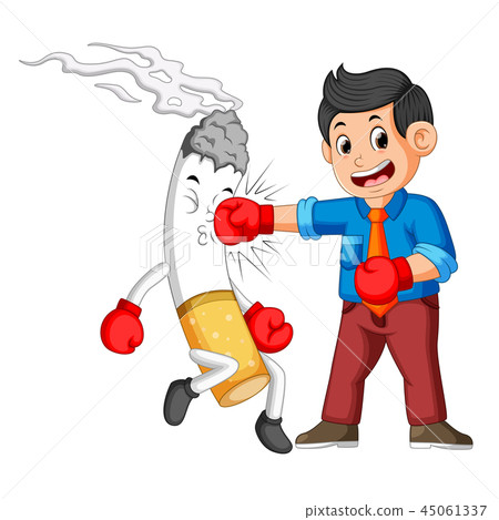 bussinesman boxing with a cigarette bussinesman boxing with a cigarette 45061337