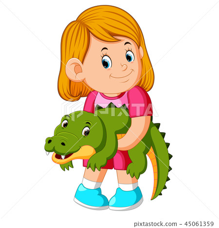 a little girl holding crocodille 45061359
