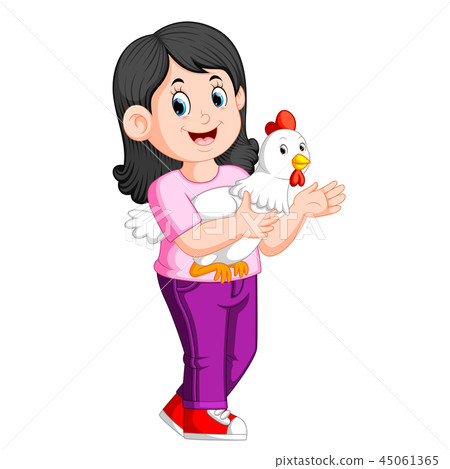 a beatiful Girl holding a rooster a beatiful Girl holding a rooster 45061365