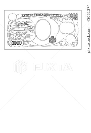 Japanese yen 1000 yen bill line back Japanese yen 1000 yen bill line back 45061374